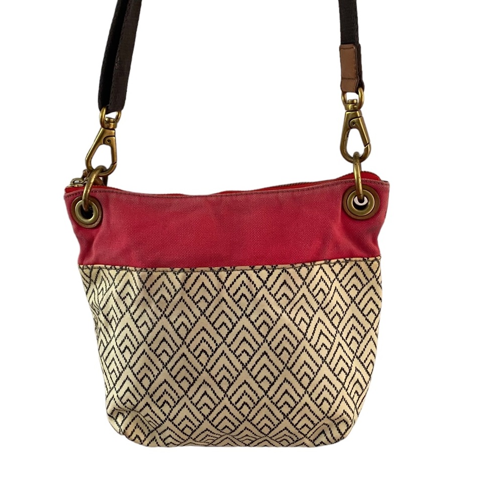 Fossil Boho Mixed Print Canvas Crossbody Purse Wi… - image 3